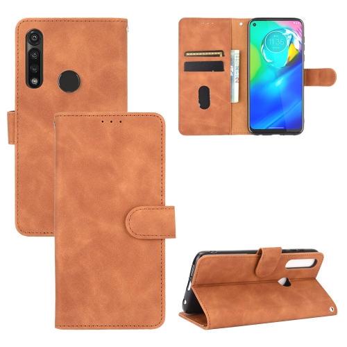 For Motorola Moto G Power / G8 Power(US Version) Solid Color Skin Feel Magnetic Buckle Horizontal Flip Calf Texture PU Leather Case with Holder & Card Slots & Wallet(Brown)
