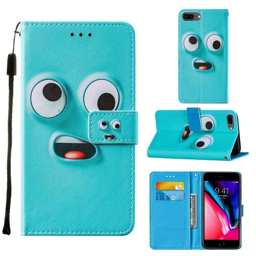 For iPhone 8 Plus / 7 Plus / 6 Plus / 6s Plus Cross Texture Painting Pattern Horizontal Flip Leather Case with Holder & Card Slots & Wallet & Lanyard(Big Eyed)