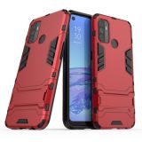 For OPPO A53 PC + TPU Shockproof Protective Case with Invisible Holder(Red)