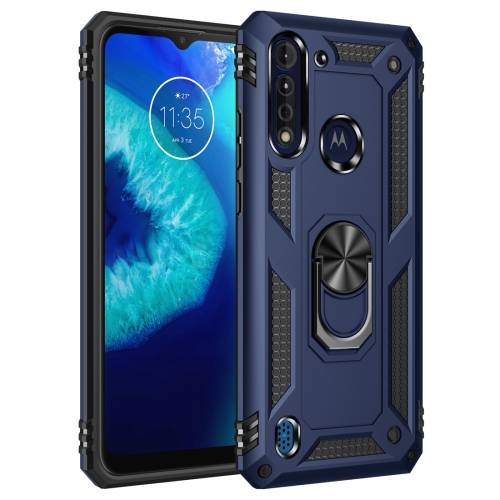 For Motorola Moto G8 Power Lite Shockproof TPU + PC Protective Case with 360 Degree Rotating Holder(Blue)