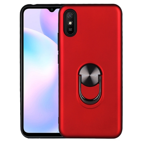 For Xiaomi Redmi 9A 360 Degree Rotating Multifunctional Stent PC+TPU Case with Magnetic Invisible Holder(Red)