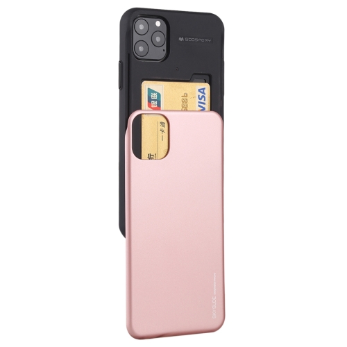 For iPhone 12 / 12 Pro GOOSPERY SKY SLIDE BUMPER TPU + PC Sliding Back Cover Protective Case with Card Slot(Rose Gold)