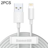 Baseus 2 PCS / Set Simple Wisdom 1.5m 2.4A USB to 8 Pin Fast Charging Data Cable(White)