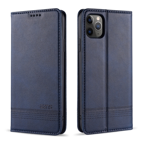 For iPhone 11 Pro Max AZNS Magnetic Calf Texture Horizontal Flip Leather Case with Card Slots & Holder & Wallet(Dark Blue)