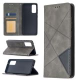 For Samsung Galaxy S20 FE 5G / S20 Lite Rhombus Texture Horizontal Flip Magnetic Leather Case with Holder & Card Slots(Grey)