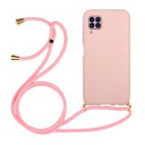 For Huawei P40 Lite Wheat Straw Material + TPU Protective Case with Lanyard(Pink)