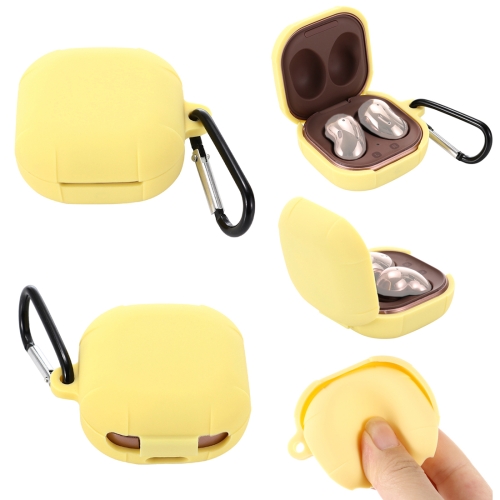 For Samsung Galaxy Buds Live Anti-fall Silicone Earphone Protective Case with Hook(Yellow)