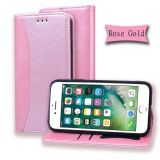 For iPhone 7 / 8 / SE(2020) Business Stitching Horizontal Flip Leather Case with Double Folding & Bracket & Card Slots & Photo Frame & Wallet(Rose Gold)