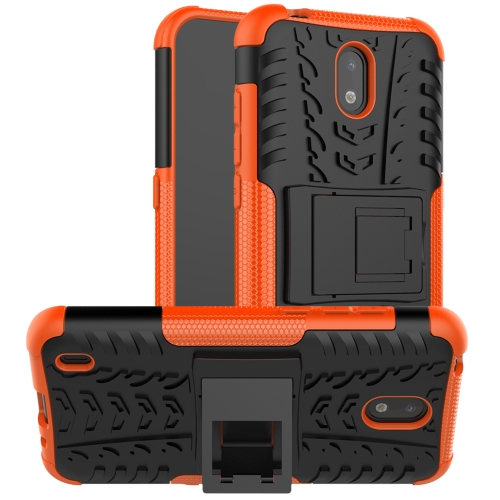 For Nokia 1.3 Tire Texture Shockproof TPU + PC Protective Case with Holder(Orange)