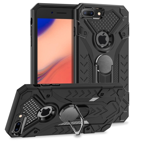 For iPhone 8 Plus & 7 Plus Armor Knight Series 2 in 1 PC + TPU Protective Case with Ring Holder(Black)