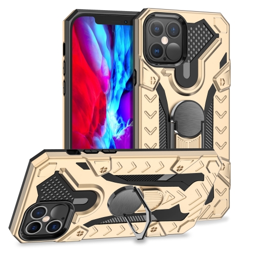 For iPhone 12 Pro Max Iron Knight Series 2 in 1 PC + TPU Phone Case with Ring Holder(Gold)