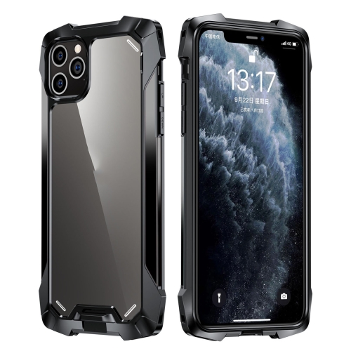 For iPhone 12 Pro Max R-JUST Metal Airbag Shockproof Protective Case(Black)
