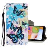 For Samsung Galaxy M11 / A11 Coloured Drawing Pattern Horizontal Flip PU Leather Case with Holder & Card Slots & Wallet & Lanyard(Purple Butterfly)
