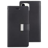 For iPhone 12 / 12 Pro GOOSPERY RICH DIARY Crazy Horse Texture Horizontal Flip Leather Case with Holder & Card Slots & Wallet(Black)