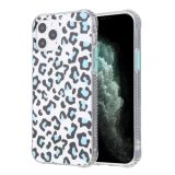 For iPhone 12 / 12 Pro Leopard Print Shockproof TPU + Acrylic Protective Case with Detachable Buttons(Blue)