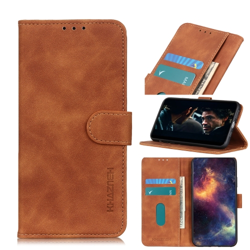 For Motorola Moto G9 Plus KHAZNEH Retro Texture PU + TPU Horizontal Flip Leather Case with Holder & Card Slots & Wallet(Brown)