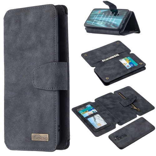 For Xiaomi Redmi Note 8 Pro Detachable Frosted Magnetic Horizontal Flip Leather Case with Card Slots & Holder & Zipper Wallet & Photo Frame(Black Blue)
