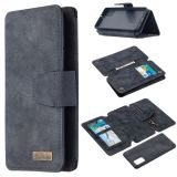 For Samsung Galaxy A41 Detachable Frosted Magnetic Horizontal Flip Leather Case with Card Slots & Holder & Zipper Wallet & Photo Frame(Black Blue)