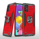 For Samsung Galaxy A51 Magnetic Armor Shockproof TPU + PC Case with Metal Ring Holder(Red)