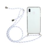 For Samsung Galaxy A20e Four-Corner Anti-Fall Transparent TPU Protective Case with Lanyard(White)