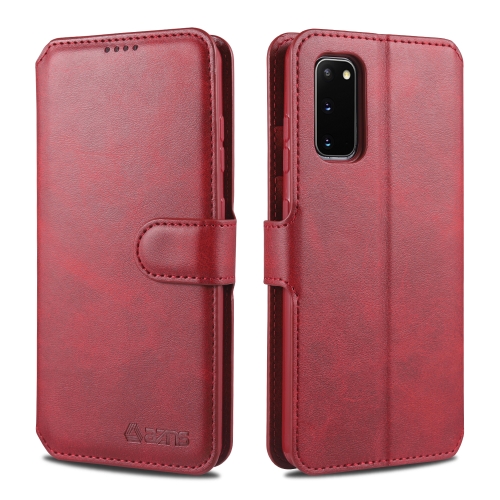 For Samsung Galaxy S20 FE / S20 Lite AZNS Calf Texture Horizontal Flip Leather Case with Holder & Card Slots & Wallet & Photo Frame(Red)