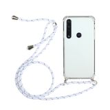 For Motorola Moto G8 Plus Four-Corner Anti-Fall Transparent TPU Protective Case with Lanyard(White)