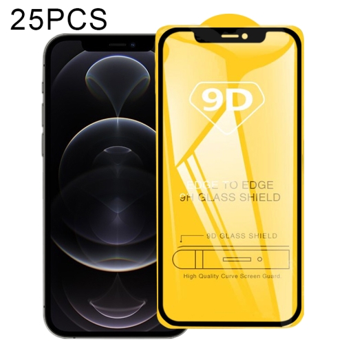 25 PCS 9D Full Glue Full Screen Tempered Glass Film For  iPhone 12 / 12 Pro