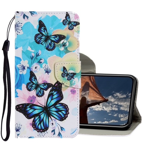 Coloured Drawing Pattern Horizontal Flip PU Leather Case with Holder & Card Slots & Wallet & Lanyard For iPhone 11(Purple Butterfly)