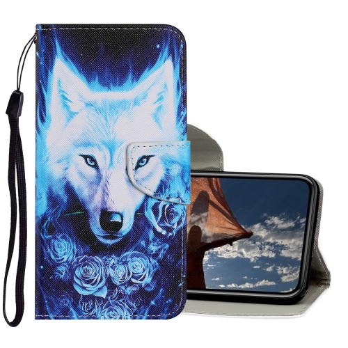 Coloured Drawing Pattern Horizontal Flip PU Leather Case with Holder & Card Slots & Wallet & Lanyard For iPhone XS Max(Rose Wolf)