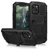 R-JUST Shockproof Waterproof Dust-proof Metal + Silicone Protective Case with Holder For iPhone 12 mini(Black)