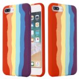 Rainbow Liquid Silicone Shockproof Full Coverage Protective Case For iPhone 7 Plus / 8 Plus