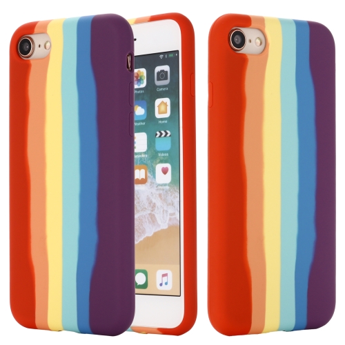 Rainbow Liquid Silicone Shockproof Full Coverage Protective Case For iPhone SE 2020 / 8 / 7