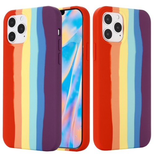 Rainbow Liquid Silicone Shockproof Full Coverage Protective Case For iPhone 12 / 12 Pro