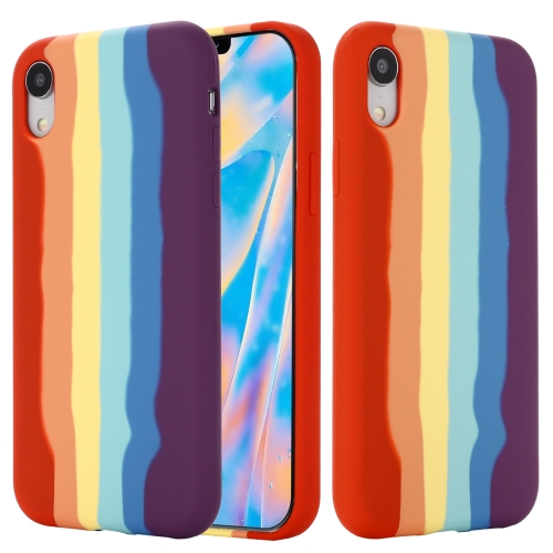 Rainbow Liquid Silicone Shockproof Full Coverage Protective Case For iPhone XR