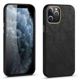 Lambskin Texture Four-Corner Full Coverage Leather + Metal Protective Case For iPhone 12(Black)