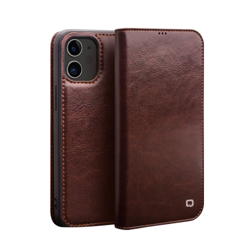 QIALINO Horizontal Flip Leather Case with Holder & Card Slots & Wallet For iPhone 12 / 12 Pro(Brown)