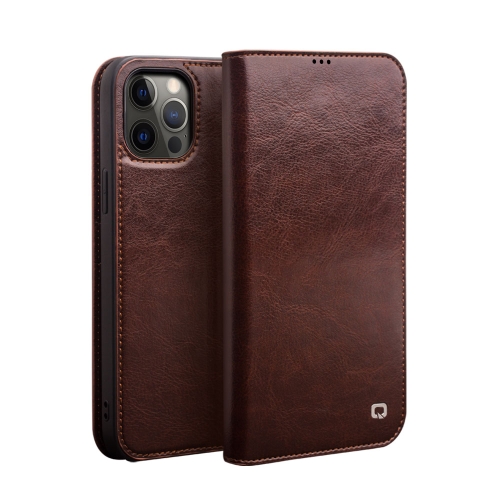 QIALINO Horizontal Flip Leather Case with Holder & Card Slots & Wallet For iPhone 12 Pro Max(Brown)