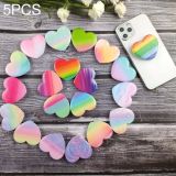5 PCS Universal Heart-shaped Gradient Painted Phone Airbag Folding Stand Ring Holder