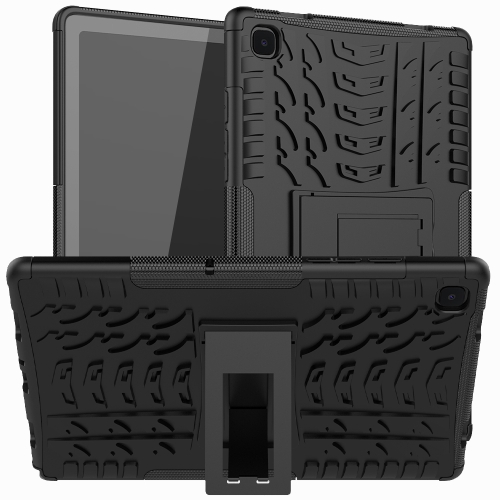 For Samsung Galaxy Tab A7 (2020) T500/T505 Tire Texture TPU+PC Shockproof Case with Holder(Black)