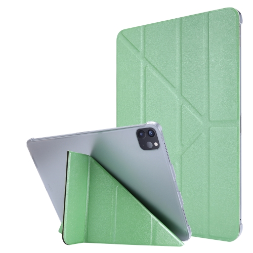 Silk Texture Horizontal Deformation Flip Leather Case with Three-folding Holder For iPad Air (2020) 10.9(Green)