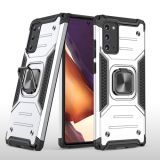 For Samsung Galaxy Note20 Magnetic Armor Shockproof TPU + PC Case with Metal Ring Holder(Silver)