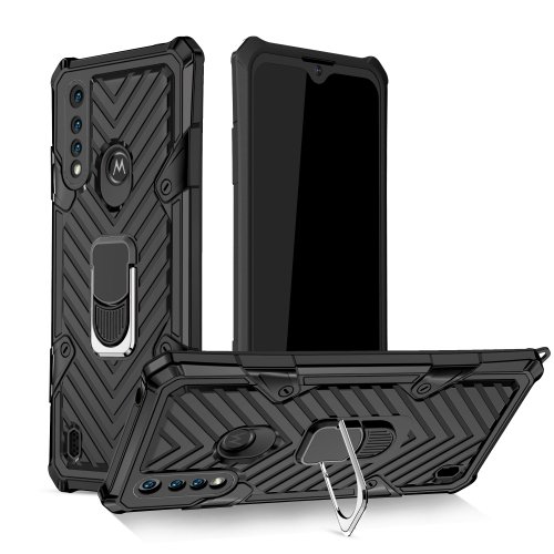 For Motorola Moto G8 Power Lite Cool Armor PC + TPU Shockproof Case with 360 Degree Rotation Ring Holder(Black)