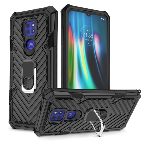 For Motorola Moto G9 Play Cool Armor PC + TPU Shockproof Case with 360 Degree Rotation Ring Holder(Black)