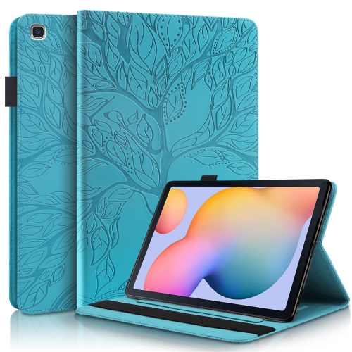 For Samsung Galaxy Tab S6 Lite P610 Life Tree Series Horizontal Flip Leather Case with Holder & Card Slots & Pen Slot(Lake Blue)