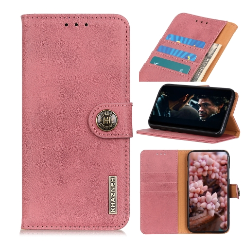 KHAZNEH Cowhide Texture Horizontal Flip Leather Case with Holder & Card Slots & Wallet For Xiaomi Mi 10T Lite(Pink)