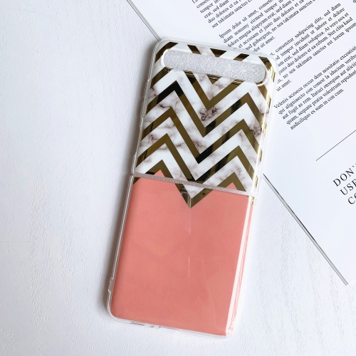 For Samsung Galaxy Z Flip Electroplating Stitching Marble Pattern TPU Protective Case(M Line Pattern)