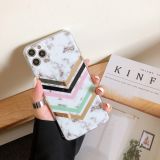 Electroplating Stitching Marble Pattern TPU Protective Case For iPhone 12(Multicolor V Line)