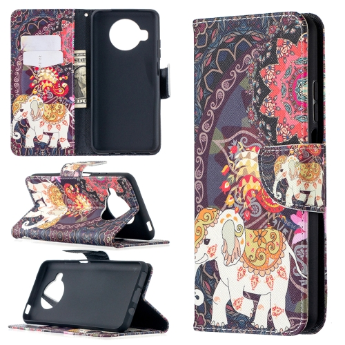 For Xiaomi Mi 10T Lite 5G Colored Drawing Pattern Horizontal Flip Leather Case with Holder & Card Slots & Wallet(Flowers and Elephant)