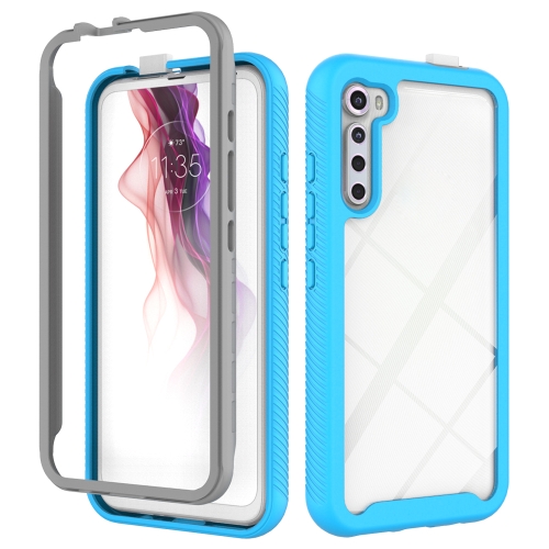 For Motorola Moto One Fusion Plus Starry Sky Solid Color Series Shockproof PC + TPU Protective Case(Light Blue)