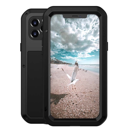 LOVE MEI Metal Shockproof Waterproof Dustproof Protective Case For iPhone 12 Pro(Black)